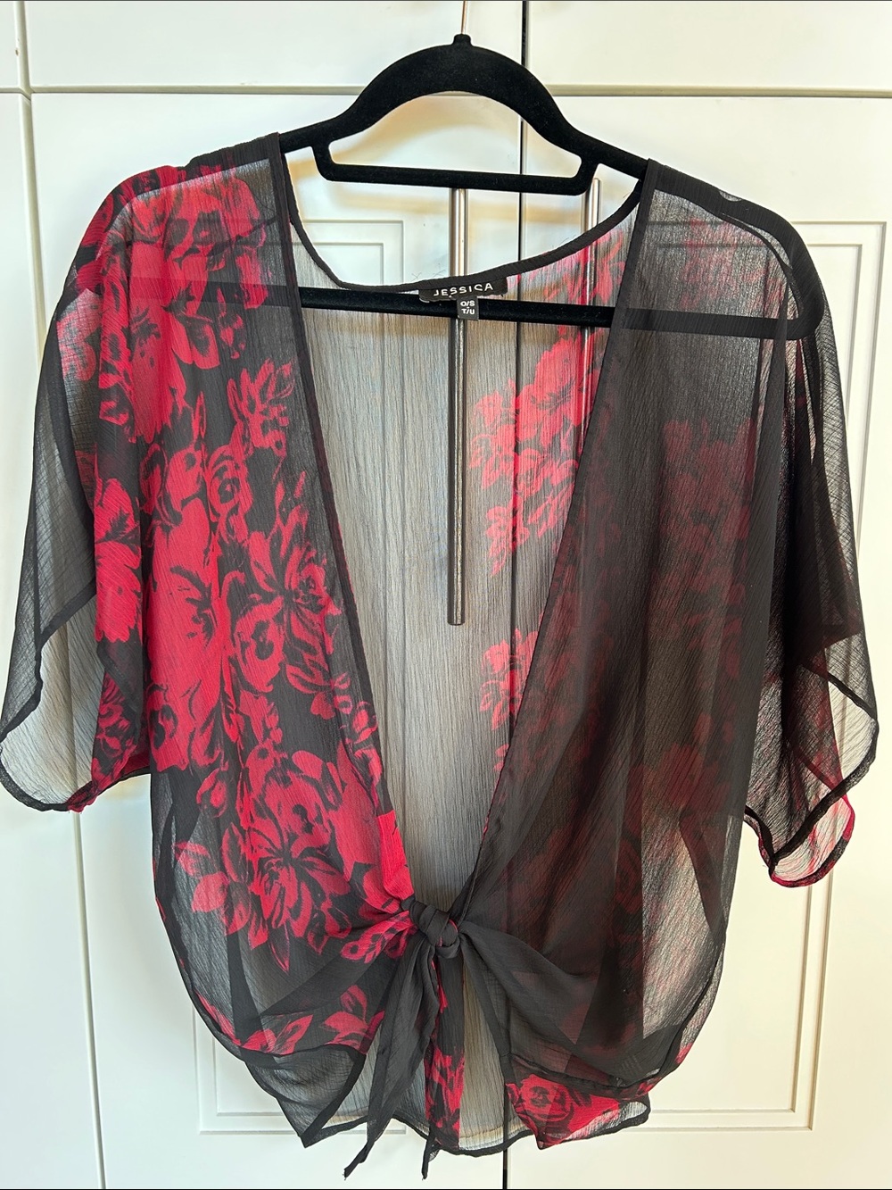 Jessica shear front tie blouse